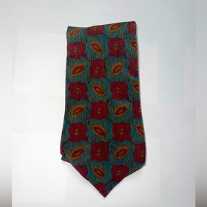 Bill Blass Burgundy Floral Check Silk Tie EUC